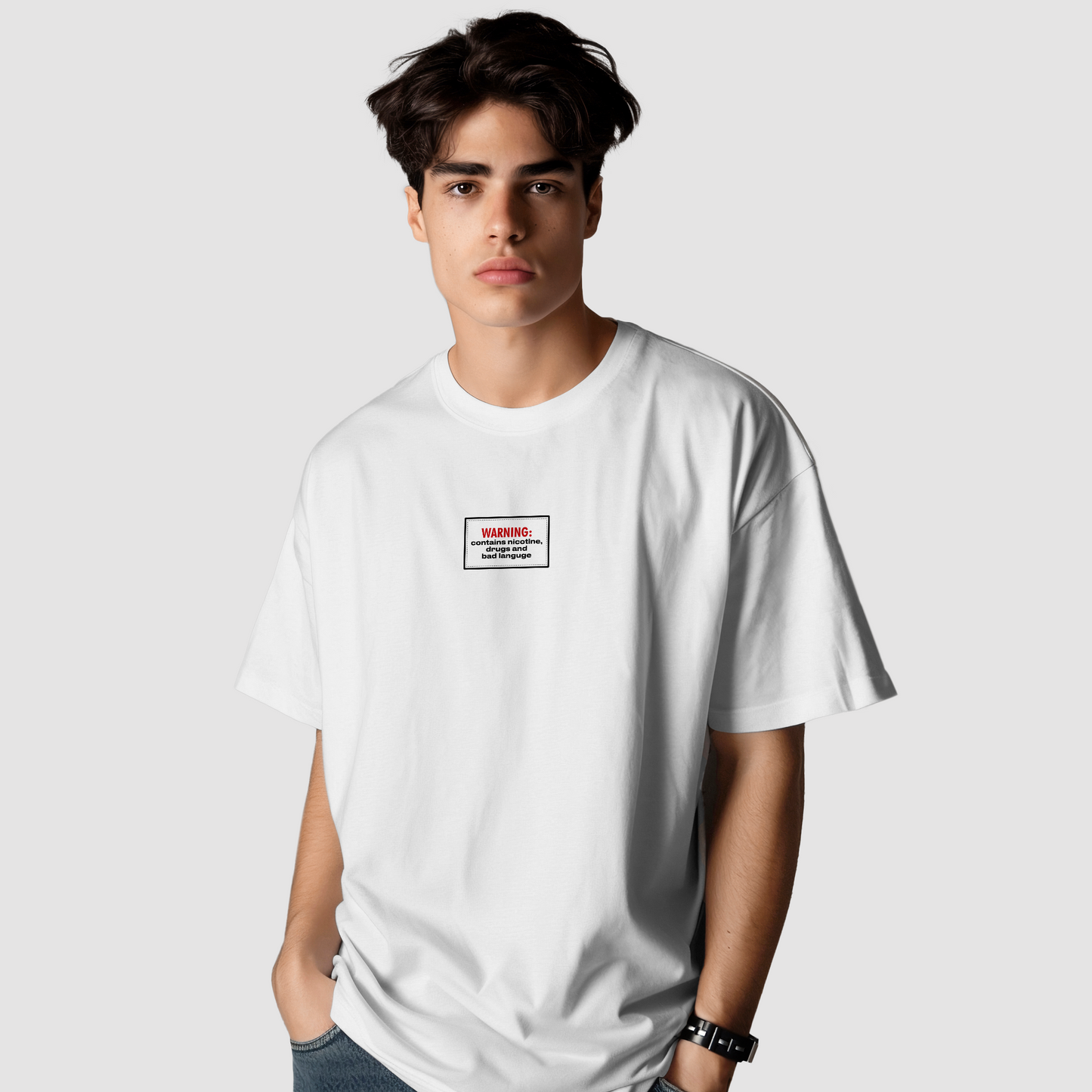 Disclaimer Oversized Graphic Printed T-Shirt