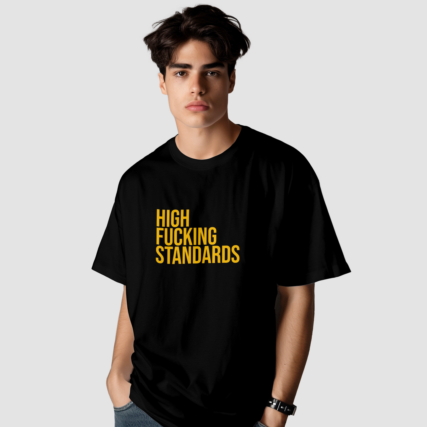 High Standards Oversized Graphic Printed T-Shirt Yellow