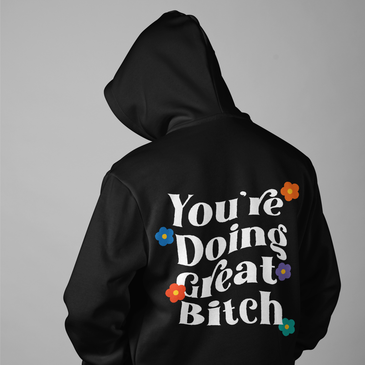 Doing Great Graphic Printed Hoodie White