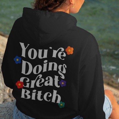 Doing Great Graphic Printed Hoodie White