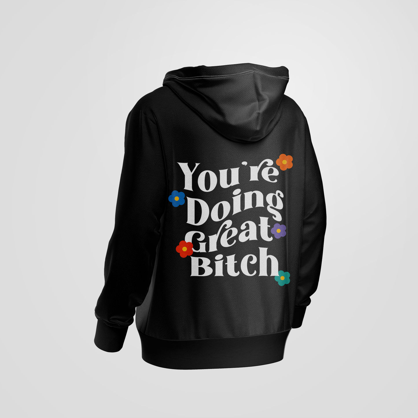 Doing Great Graphic Printed Hoodie White